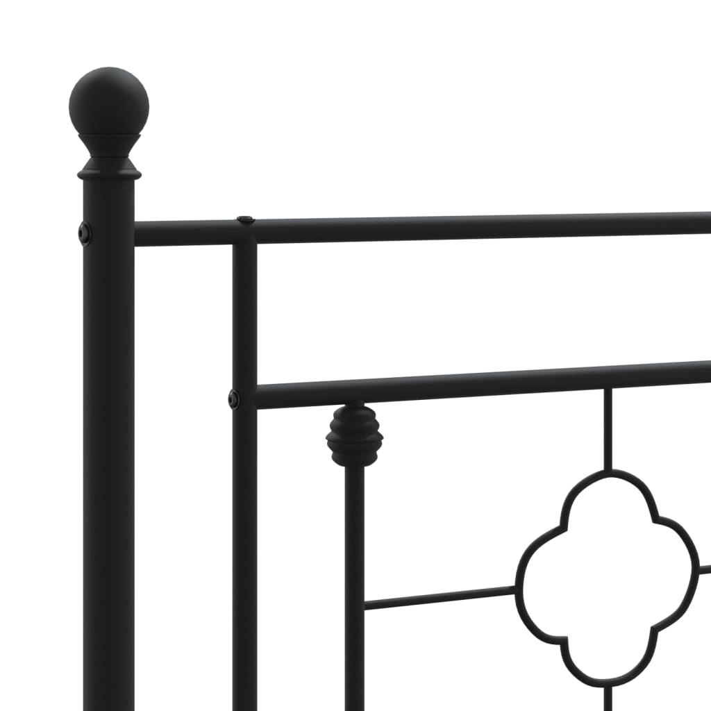 Metal Bed Frame with Headboard Black 135x190 cm