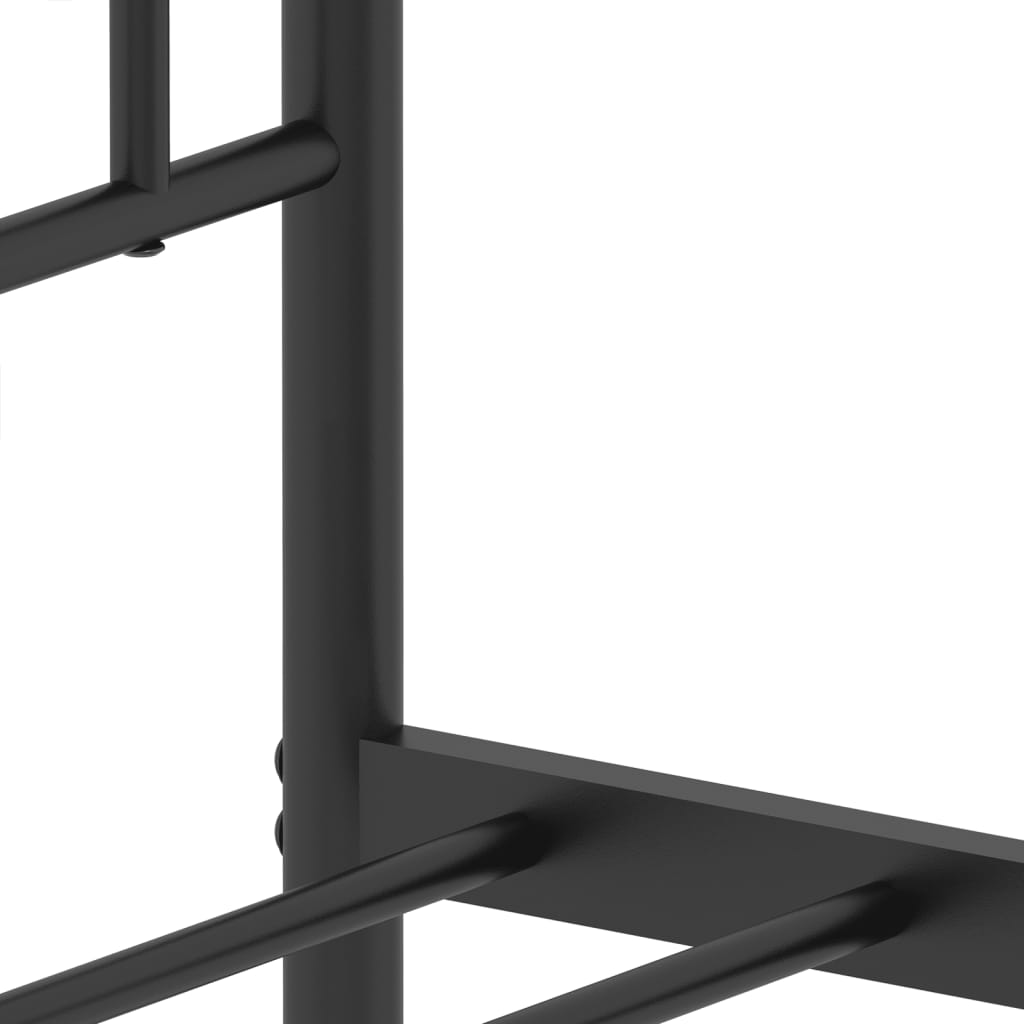 Metal Bed Frame with Headboard and Footboard Black 90x190 cm