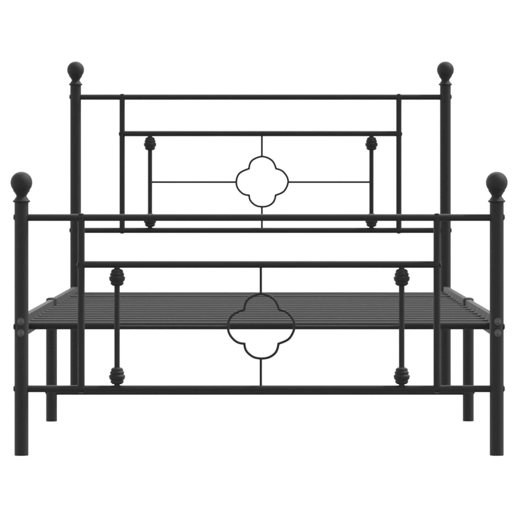 Metal Bed Frame with Headboard and Footboard Black 107x203 cm