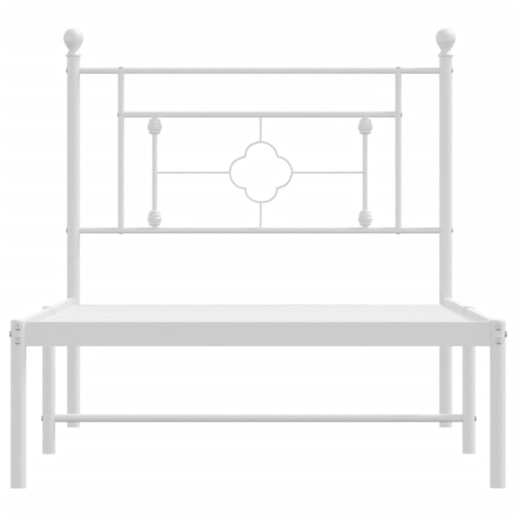 Metal Bed Frame with Headboard White 90x190 cm