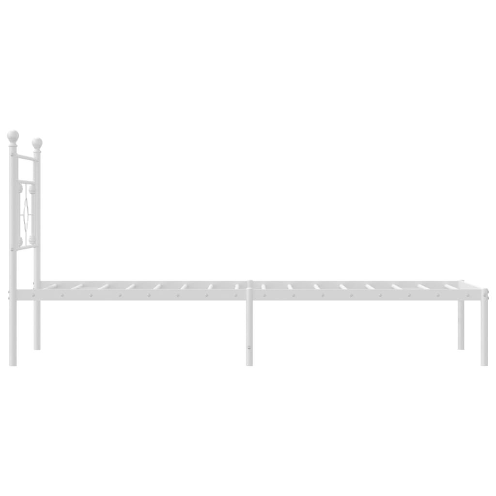 Metal Bed Frame with Headboard White 90x190 cm