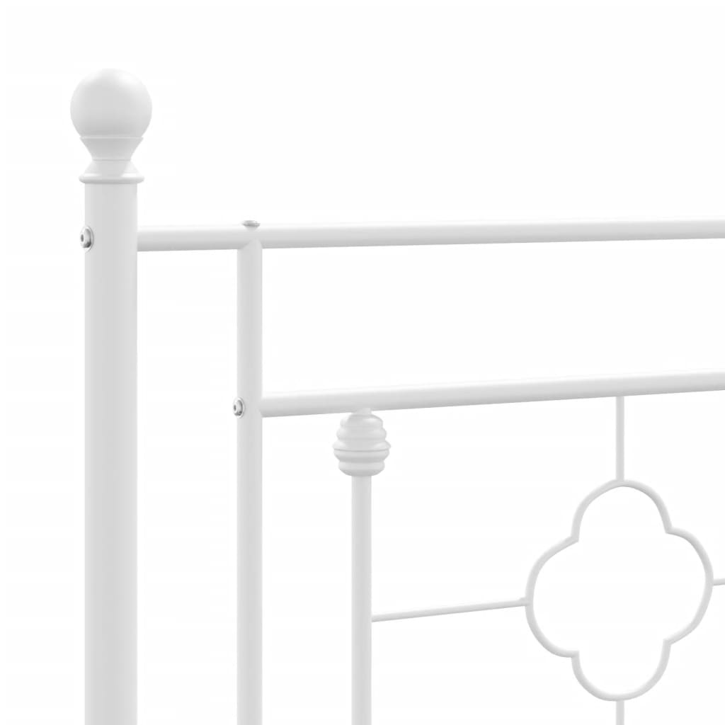 Metal Bed Frame with Headboard White 90x190 cm