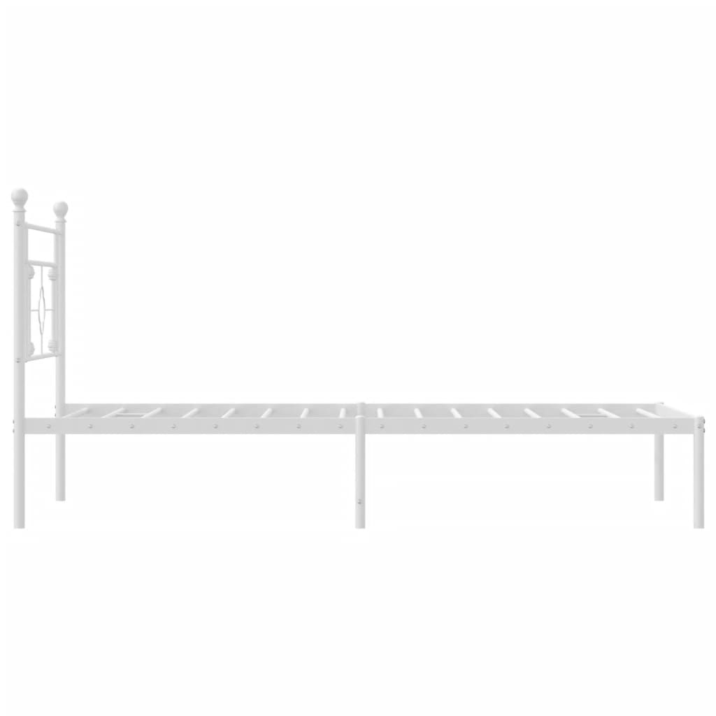 Metal Bed Frame with Headboard White 107x203 cm