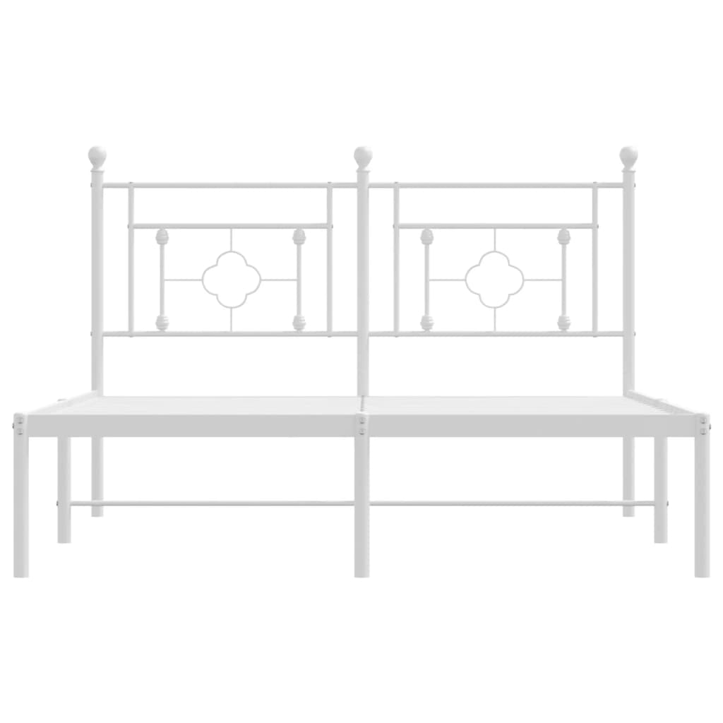 Metal Bed Frame with Headboard White 135x190 cm