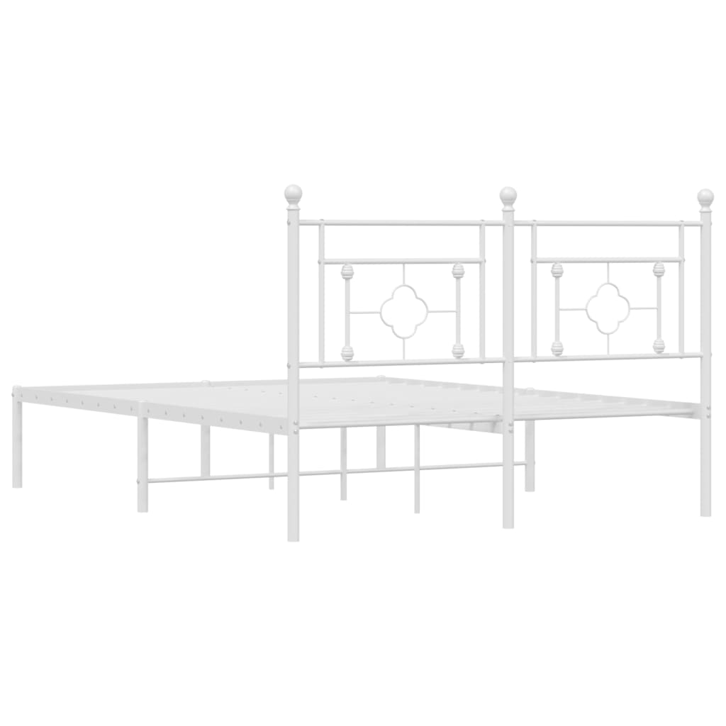 Metal Bed Frame with Headboard White 135x190 cm