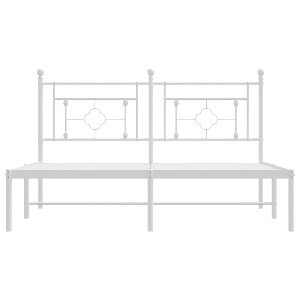 Metal Bed Frame with Headboard White 150x200 cm