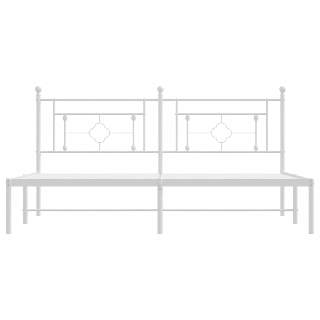 Metal Bed Frame with Headboard White 183x203 cm King Size