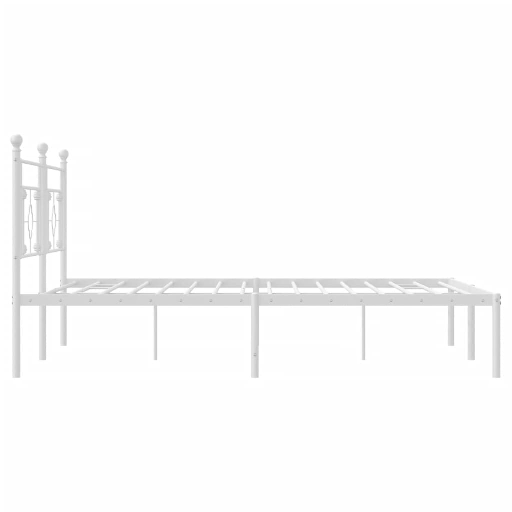 Metal Bed Frame with Headboard White 183x203 cm King Size