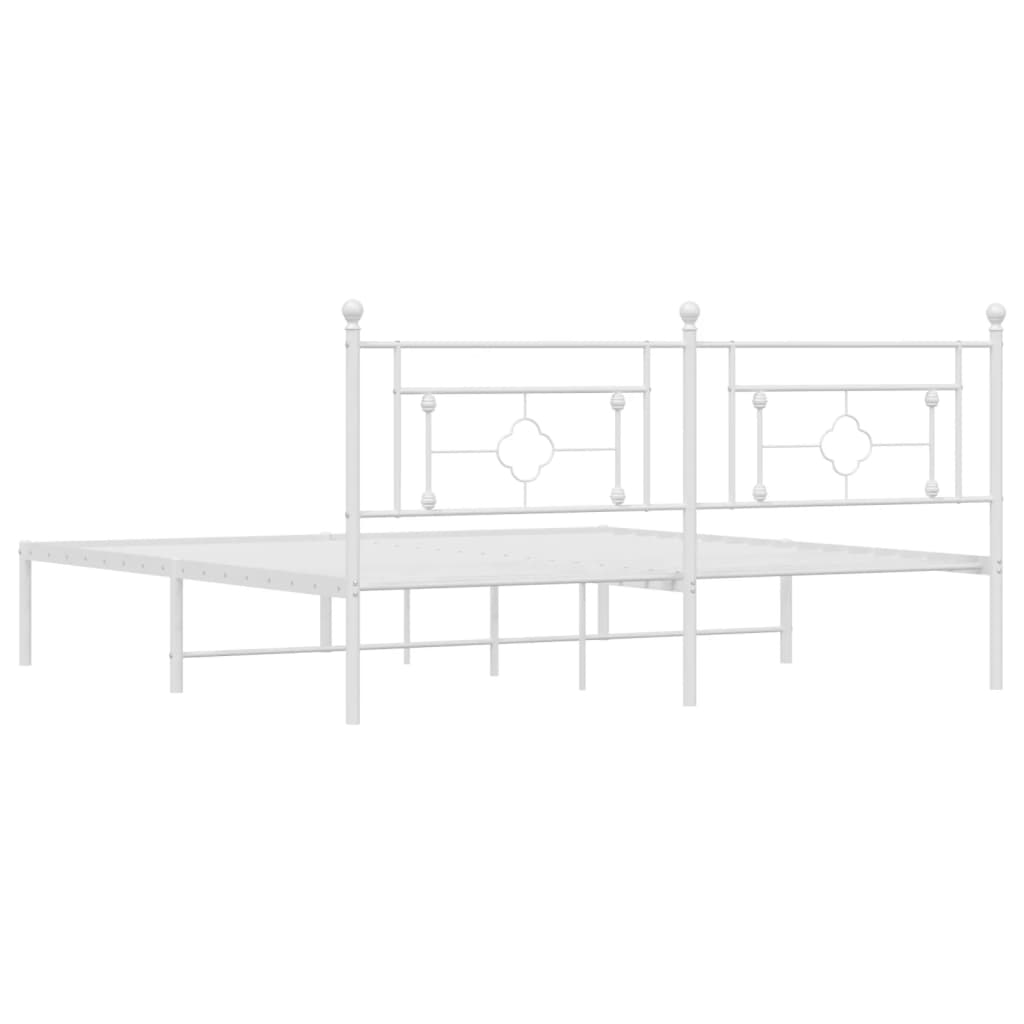 Metal Bed Frame with Headboard White 183x203 cm King Size