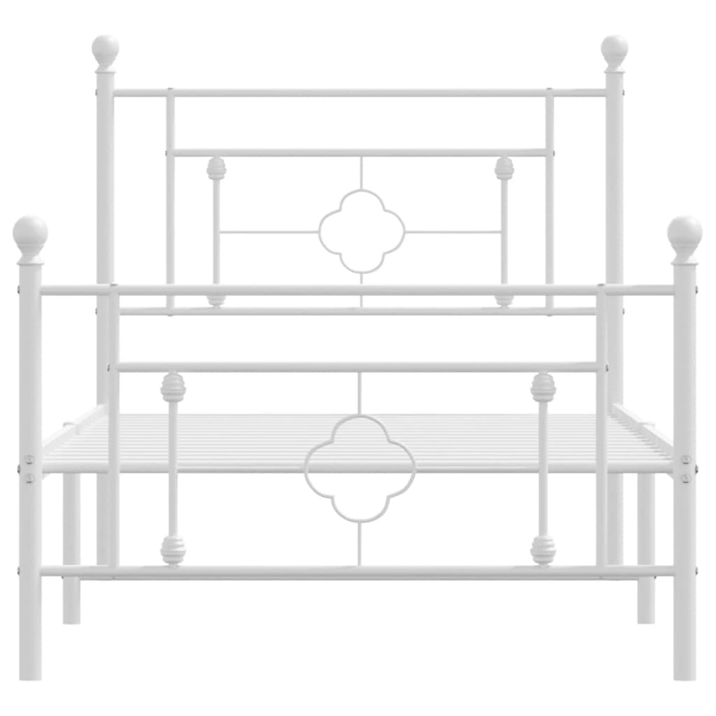 Metal Bed Frame with Headboard and Footboard White 90x190 cm