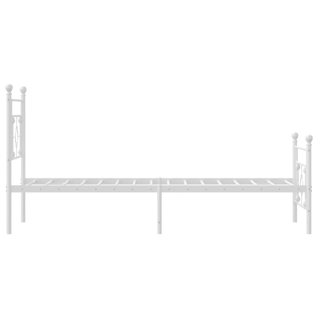 Metal Bed Frame with Headboard and Footboard White 90x190 cm