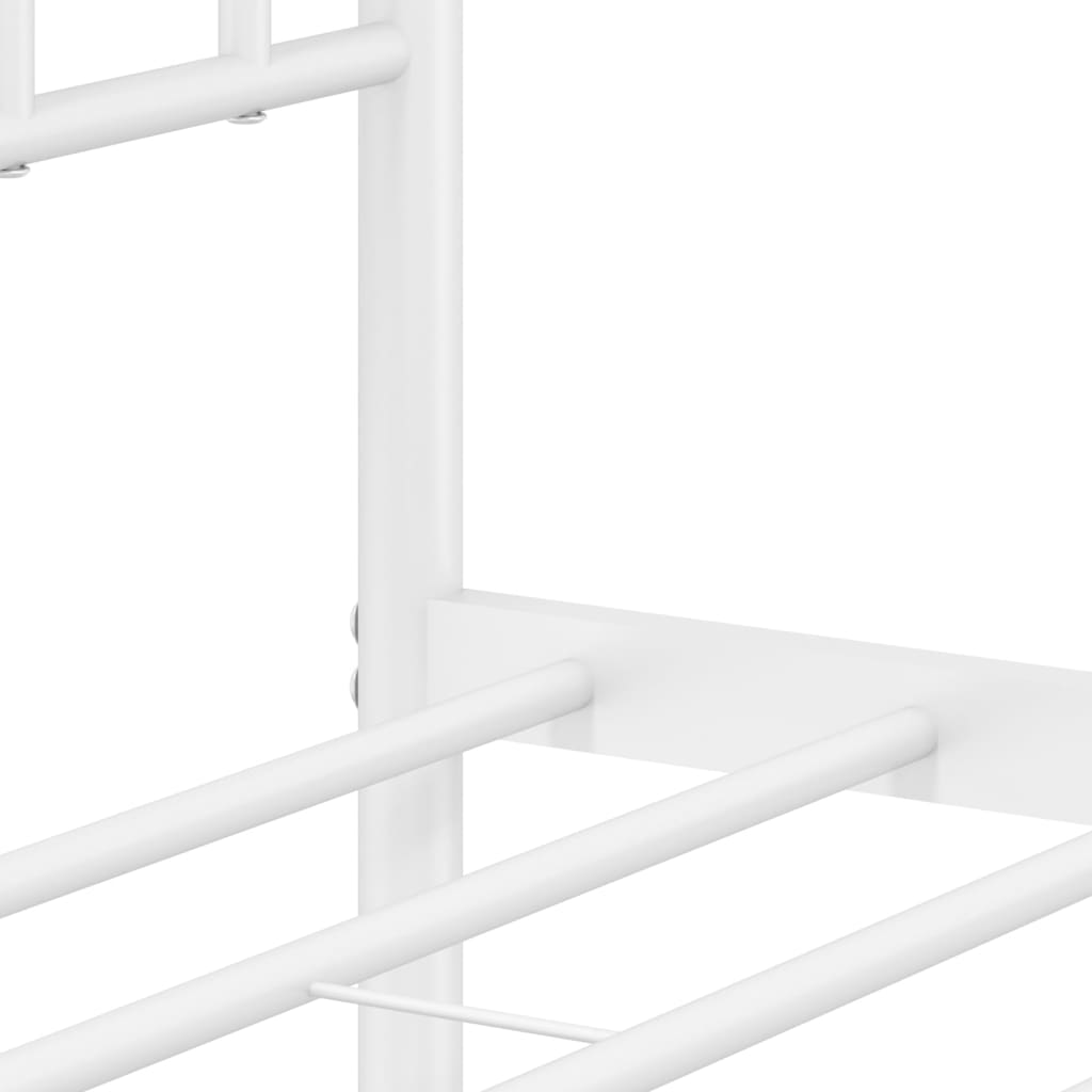 Metal Bed Frame with Headboard and Footboard White 107x203 cm