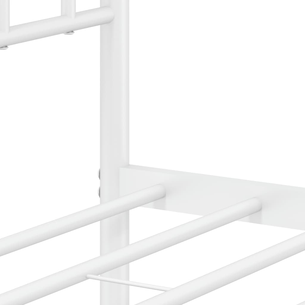 Metal Bed Frame with Headboard and Footboard White 135x190 cm