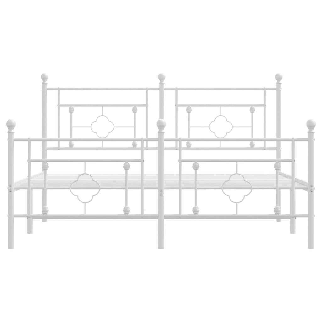 Metal Bed Frame with Headboard and Footboard White 150x200 cm