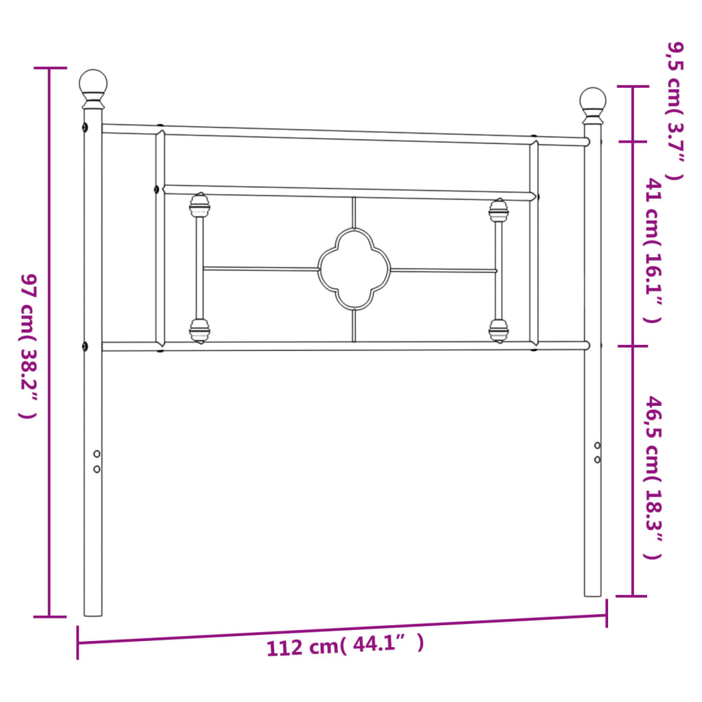 Metal Headboard White 107 cm