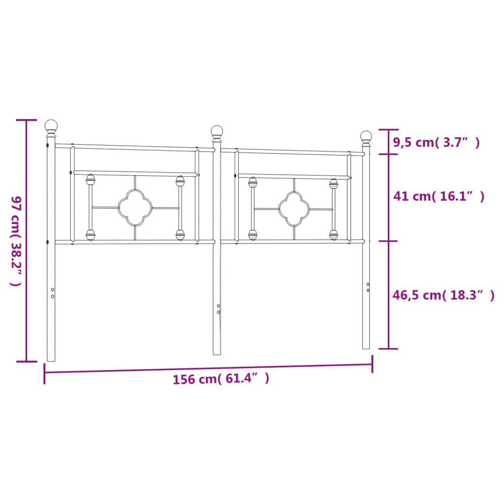 Metal Headboard White 152 cm