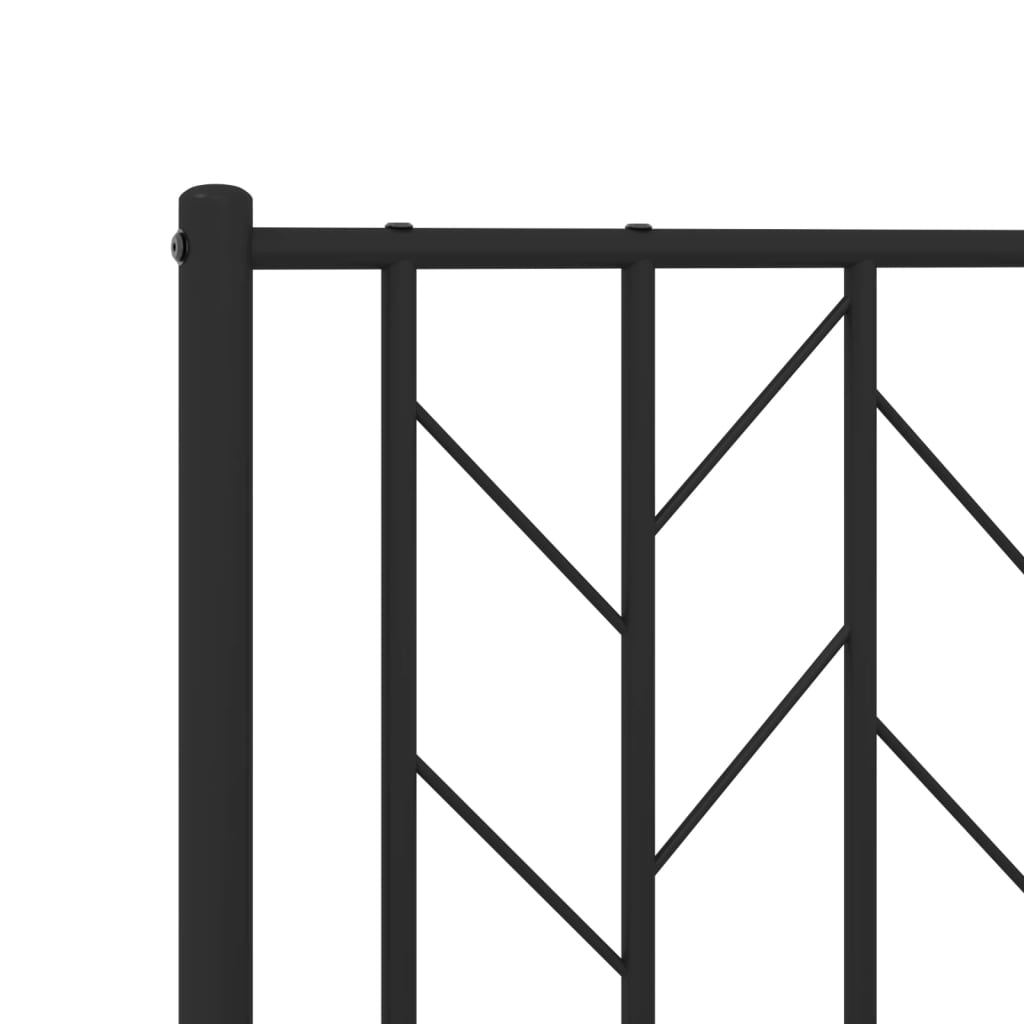 Metal Bed Frame with Headboard Black 107x203 cm