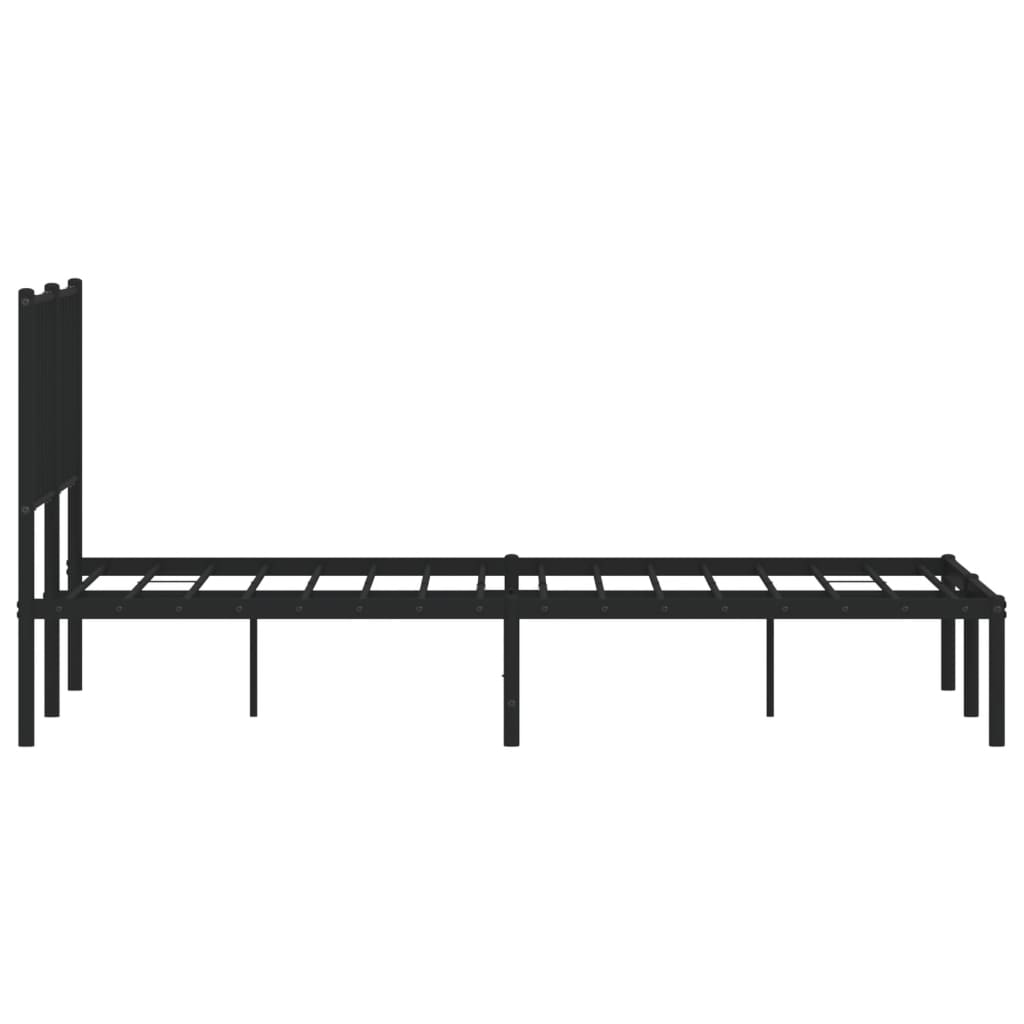 Metal Bed Frame with Headboard Black 135x190 cm