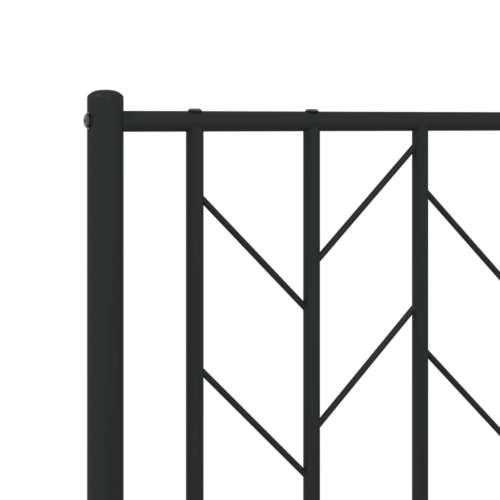 Metal Bed Frame with Headboard and Footboard Black 90x190 cm