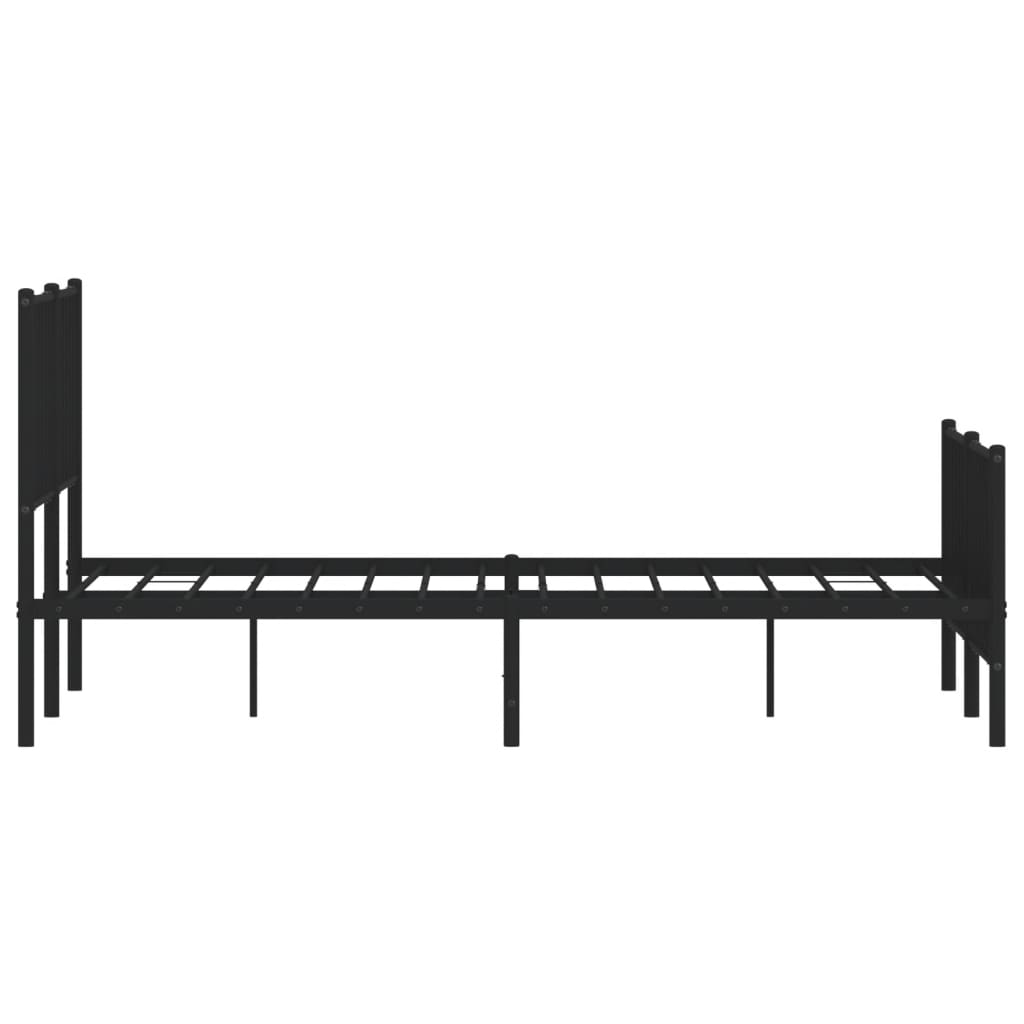 Metal Bed Frame with Headboard and Footboard Black 135x190 cm