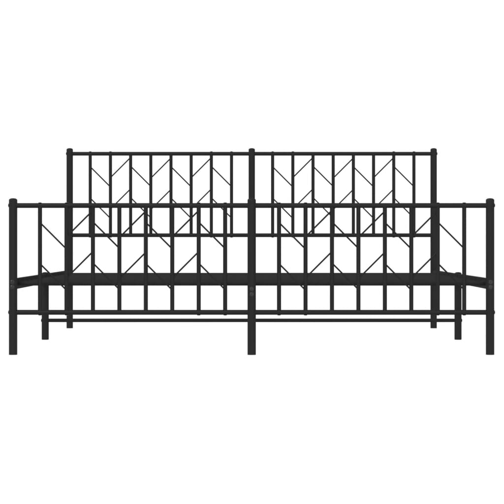 Metal Bed Frame with Headboard and Footboard Black 183x203 cm King Size