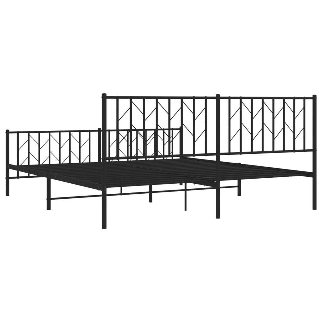 Metal Bed Frame with Headboard and Footboard Black 183x203 cm King Size