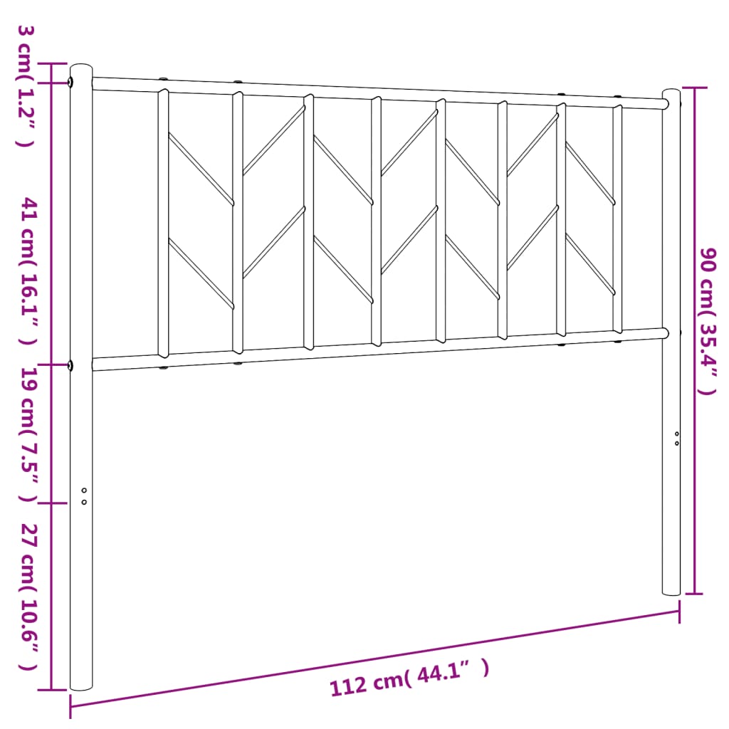 Metal Headboard Black 107 cm