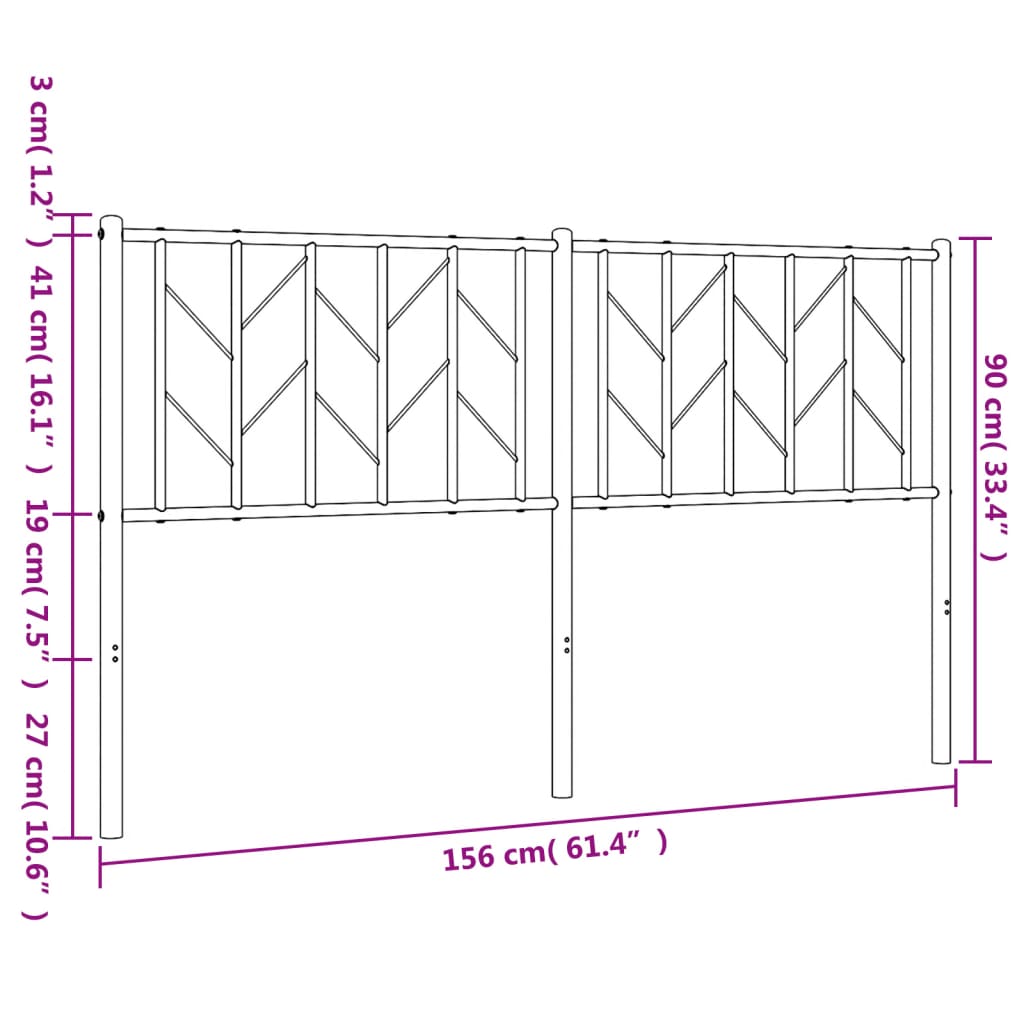 Metal Headboard Black 152 cm