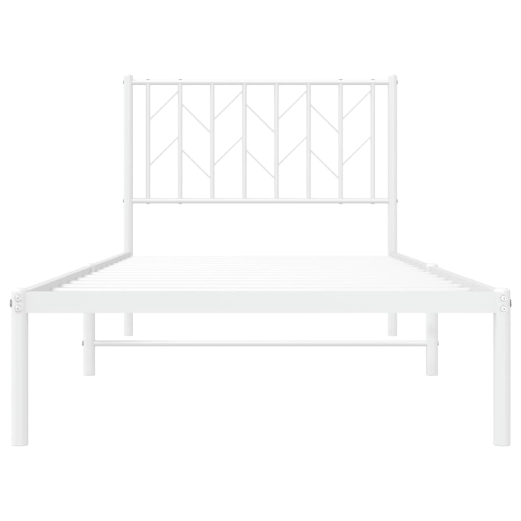 Metal Bed Frame with Headboard White 90x190 cm