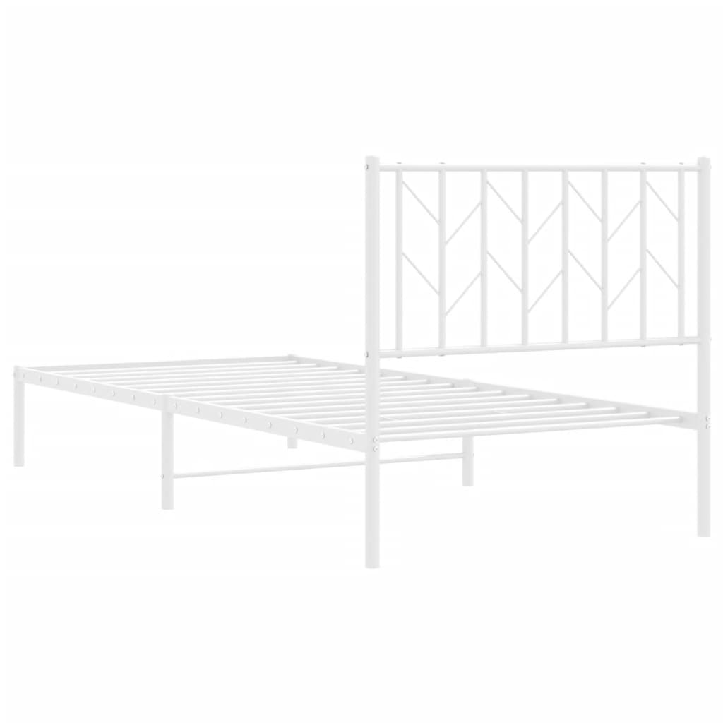 Metal Bed Frame with Headboard White 90x190 cm