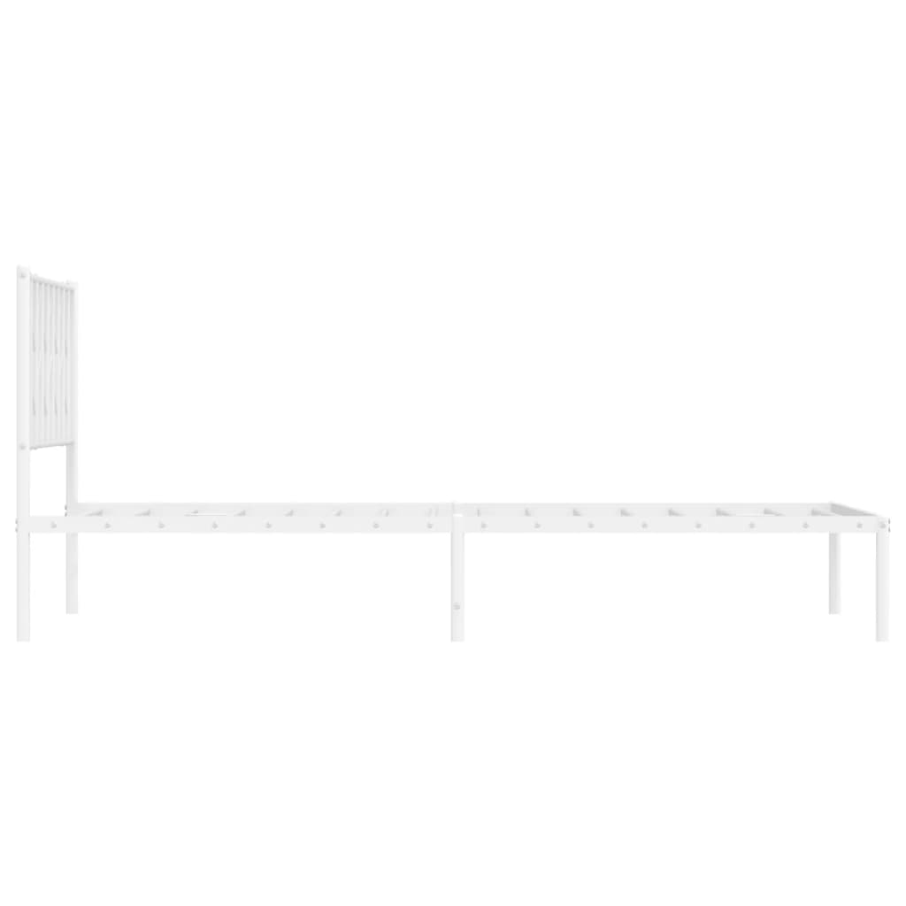 Metal Bed Frame with Headboard White 107x203 cm