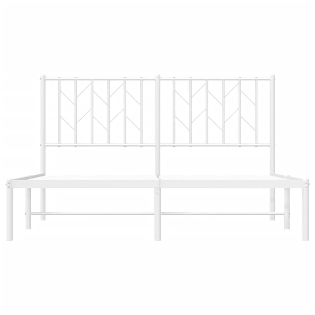 Metal Bed Frame with Headboard White 135x190 cm