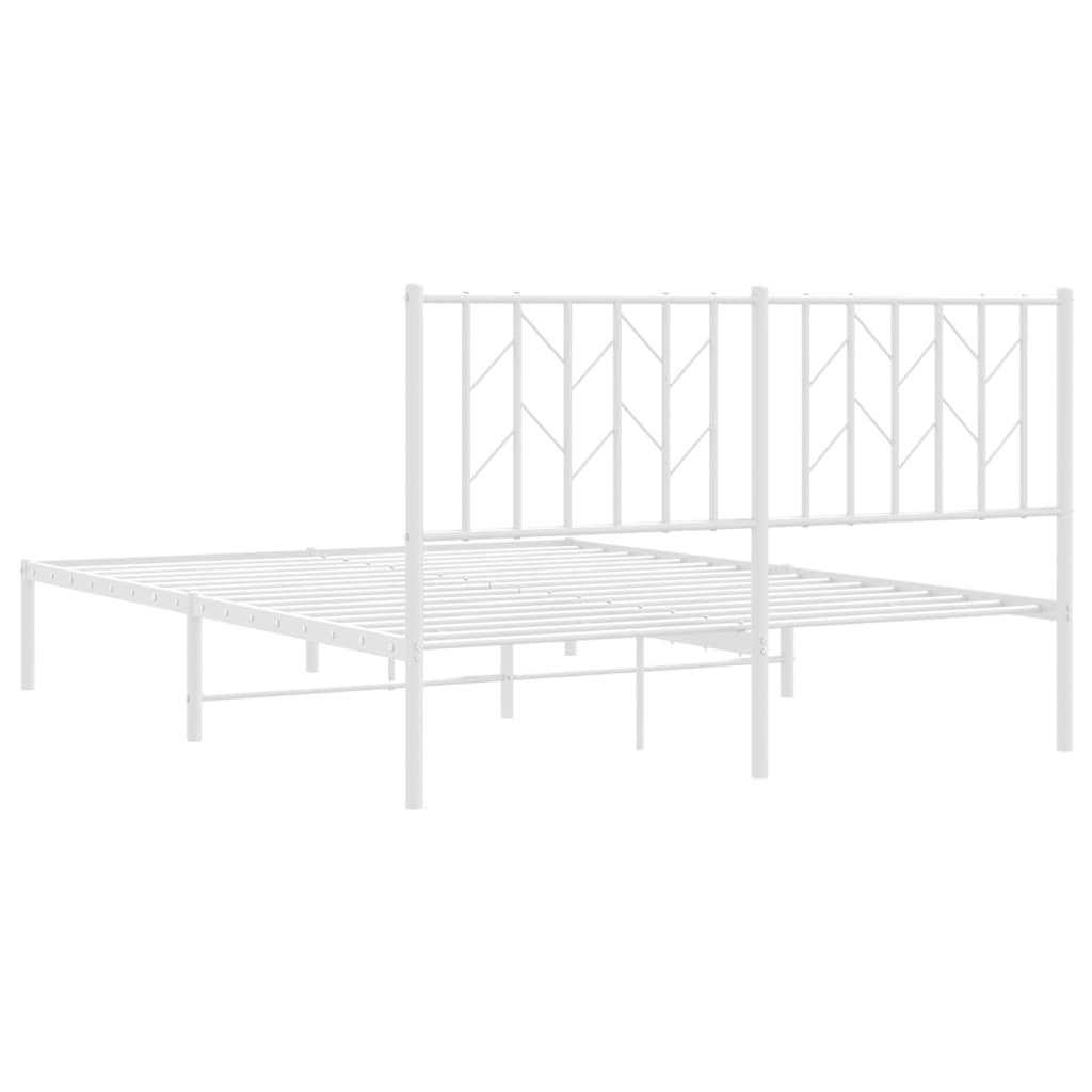 Metal Bed Frame with Headboard White 135x190 cm