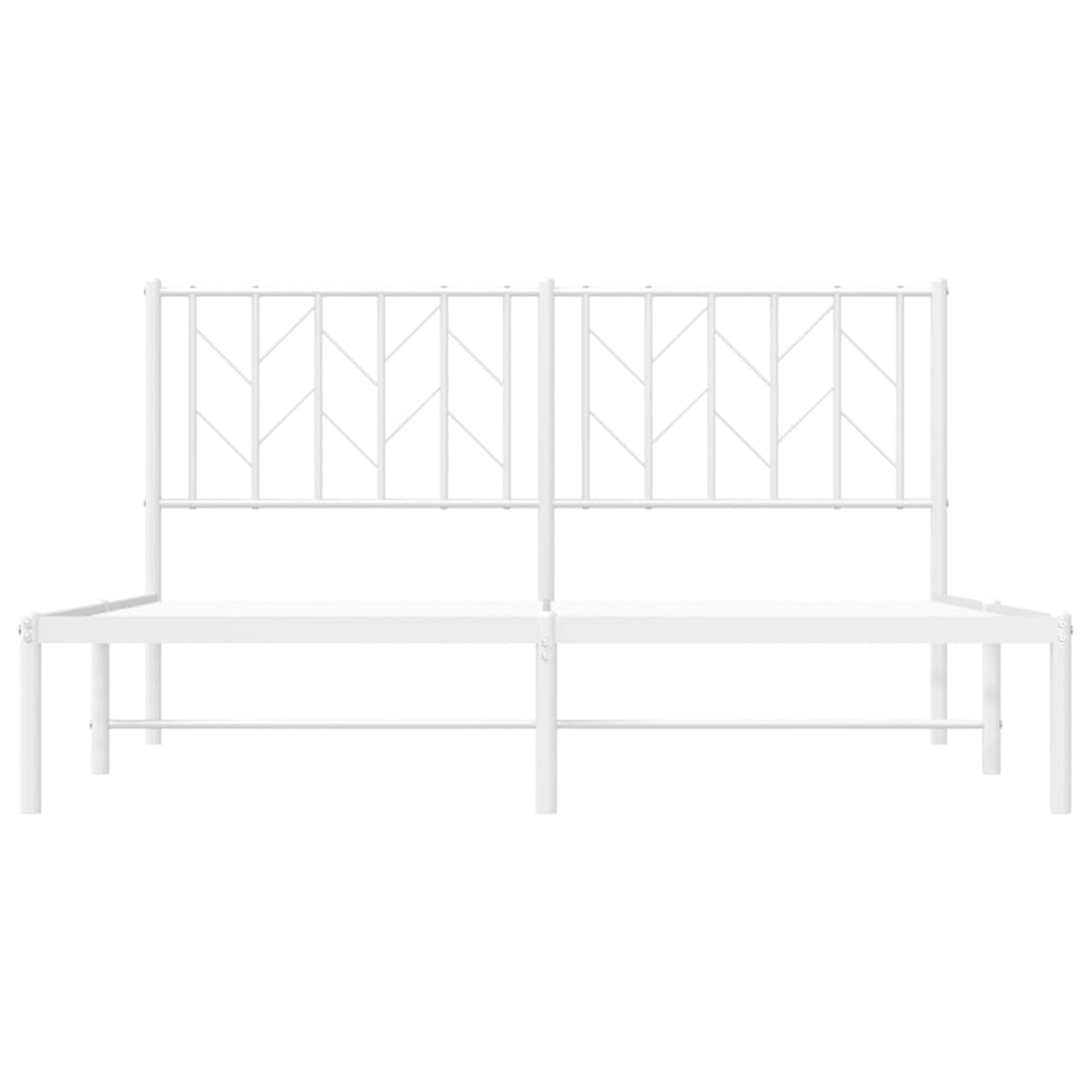 Metal Bed Frame with Headboard White 150x200 cm