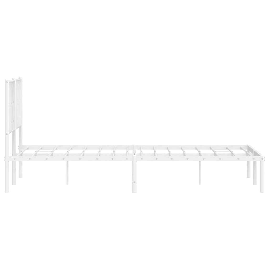 Metal Bed Frame with Headboard White 150x200 cm