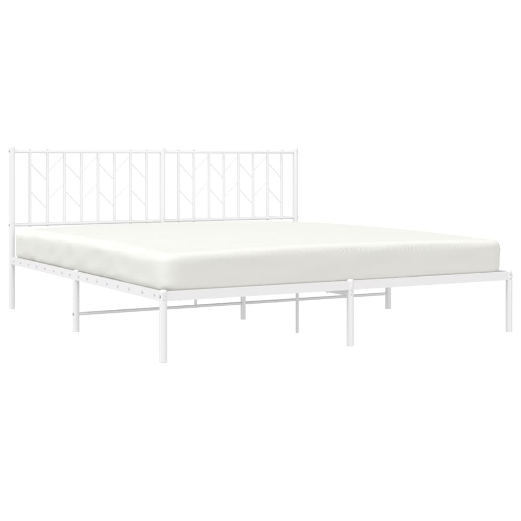 Metal Bed Frame with Headboard White 183x203 cm King Size