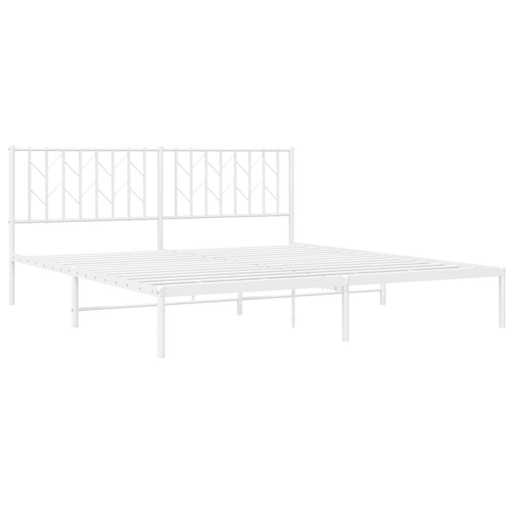 Metal Bed Frame with Headboard White 183x203 cm King Size