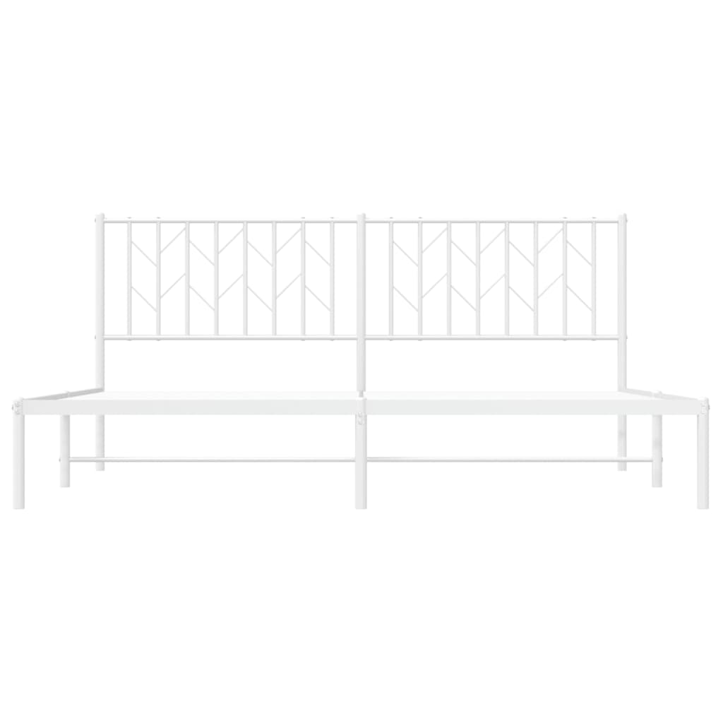 Metal Bed Frame with Headboard White 183x203 cm King Size