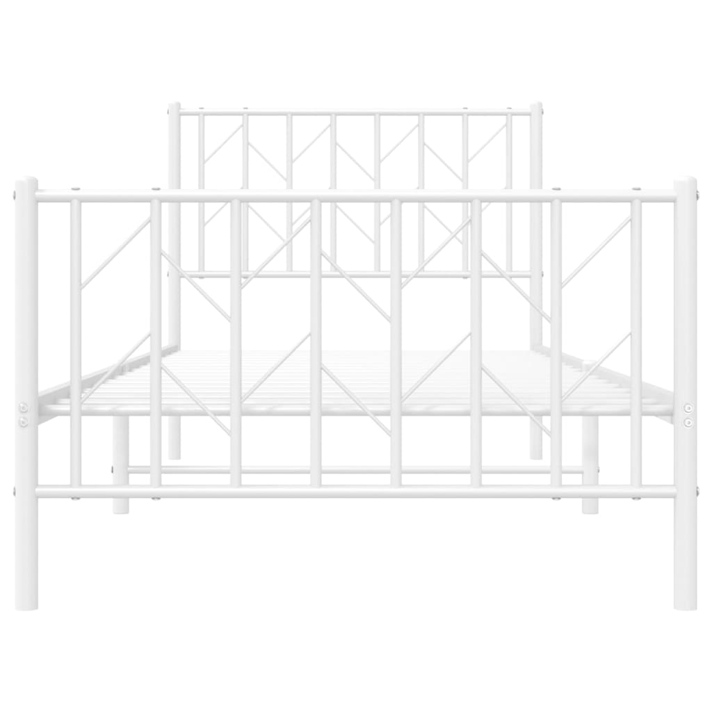 Metal Bed Frame with Headboard and Footboard White 90x190 cm