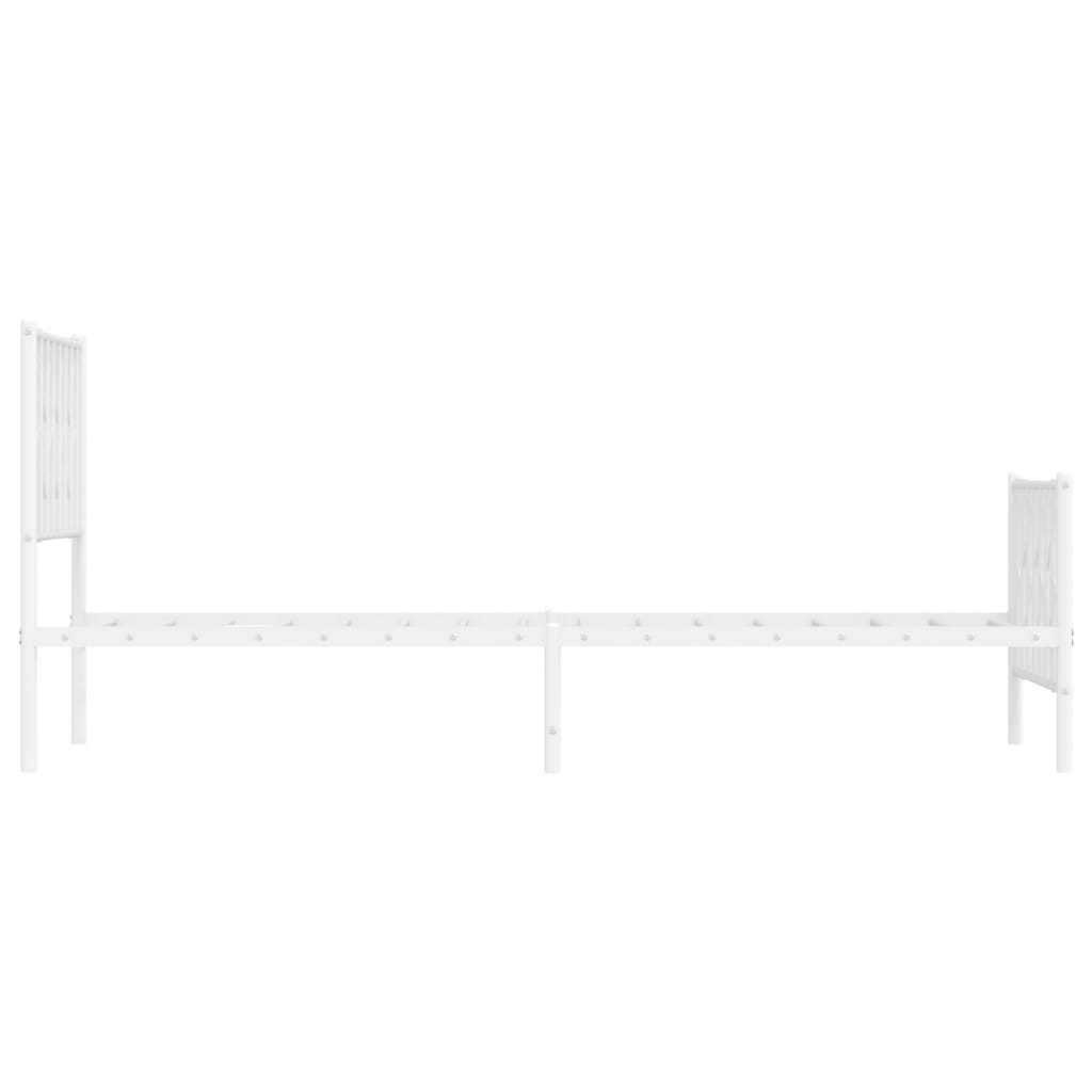 Metal Bed Frame with Headboard and Footboard White 90x190 cm