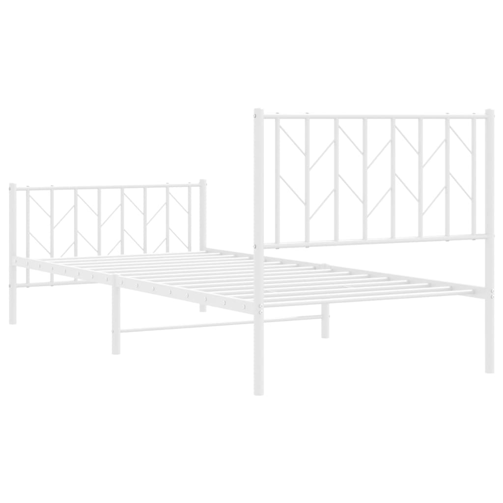 Metal Bed Frame with Headboard and Footboard White 90x190 cm