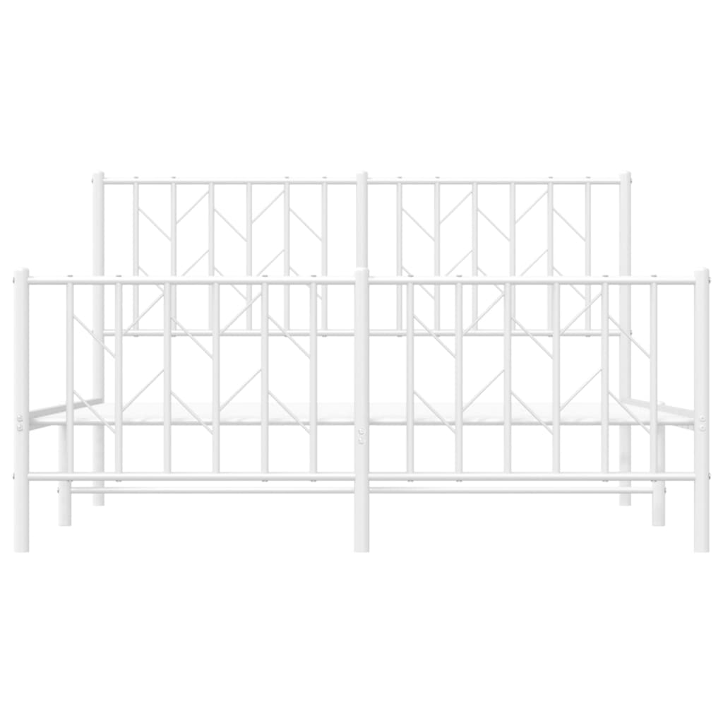 Metal Bed Frame with Headboard and Footboard White 135x190 cm