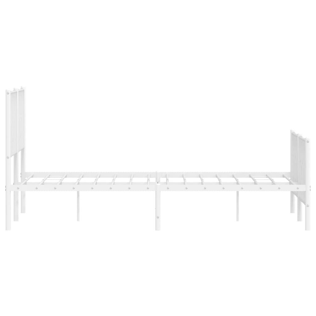 Metal Bed Frame with Headboard and Footboard White 135x190 cm