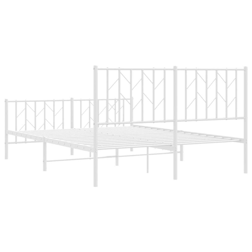 Metal Bed Frame with Headboard and Footboard White 135x190 cm