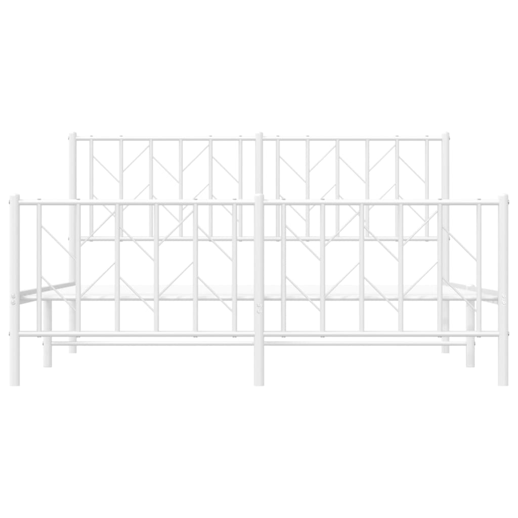 Metal Bed Frame with Headboard and Footboard White 150x200 cm