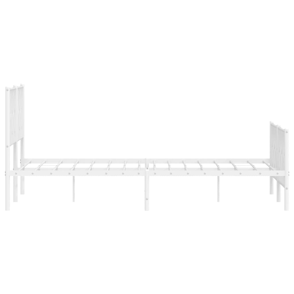 Metal Bed Frame with Headboard and Footboard White 150x200 cm