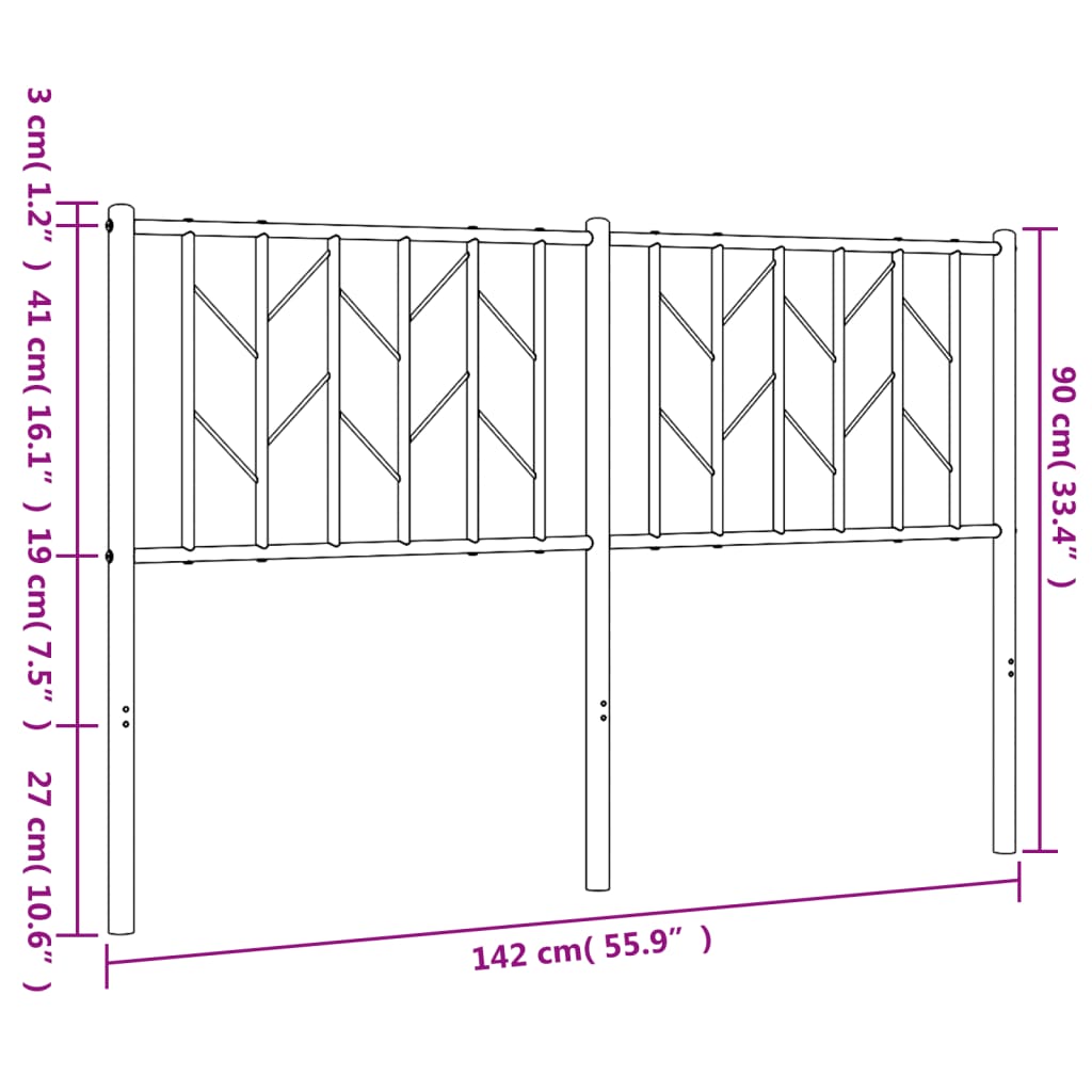 Metal Headboard White 137 cm