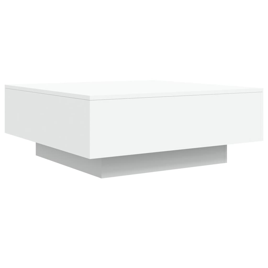 Coffee Table with LED Lights White 80x80x31 cm