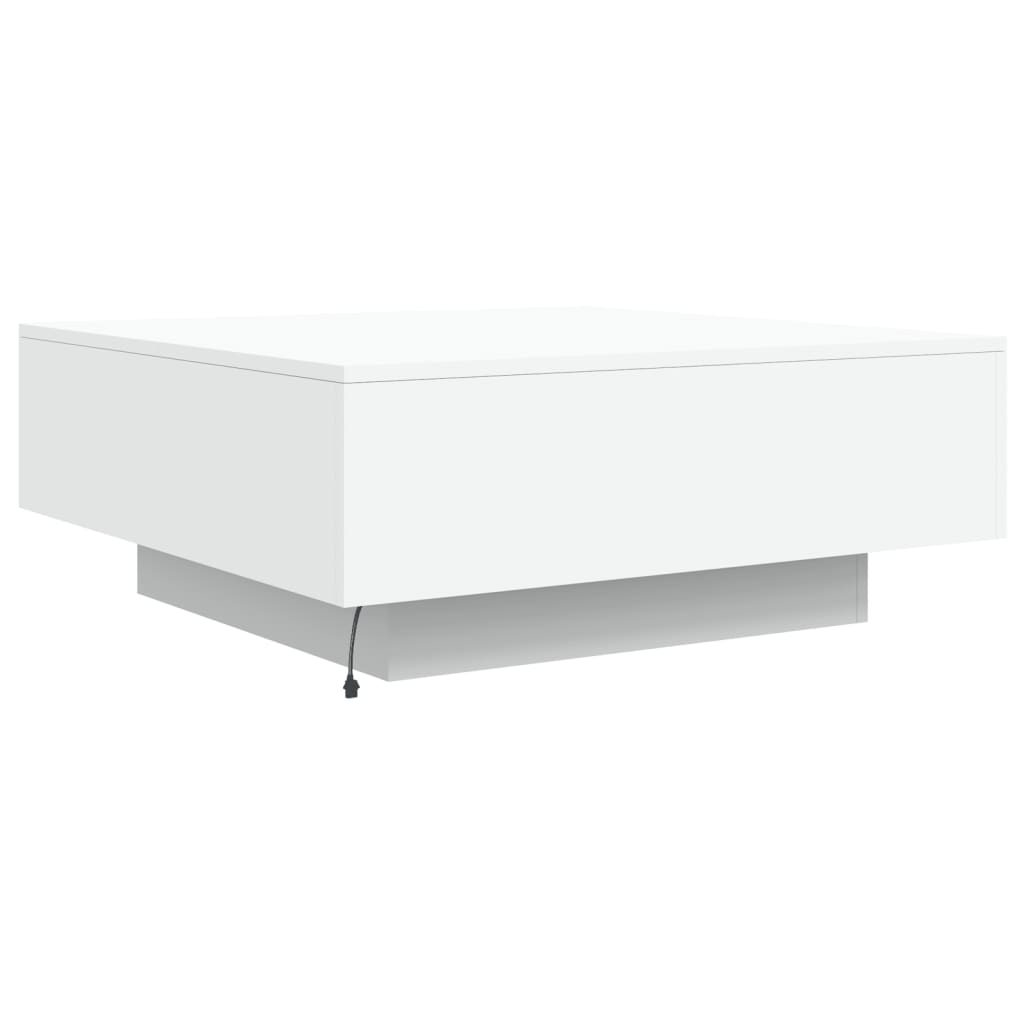 Coffee Table with LED Lights White 80x80x31 cm