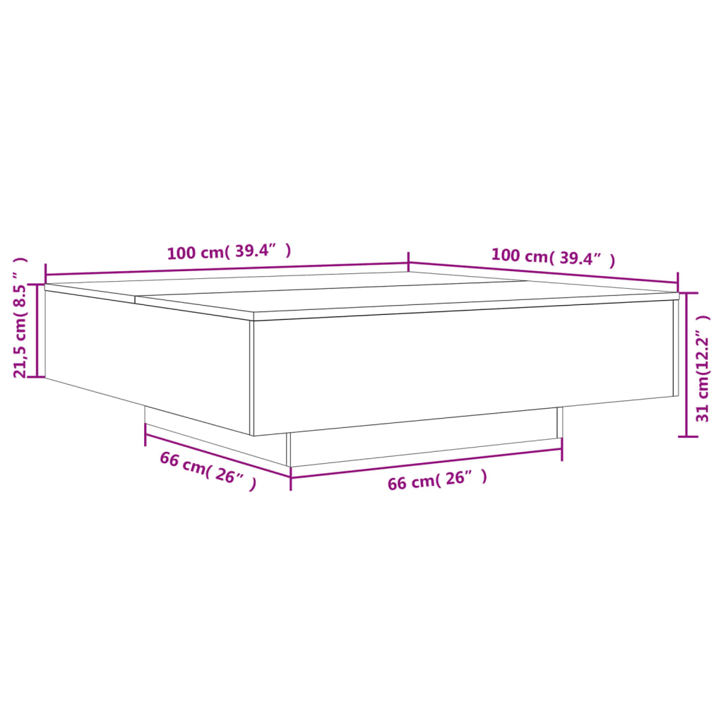 Coffee Table White 100x100x31 cm Engineered Wood